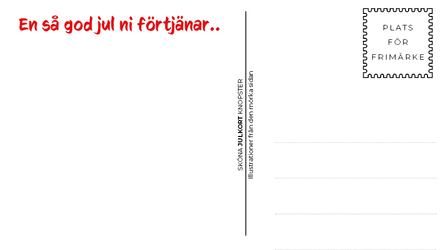 Sköna julkort från den mörka sidan